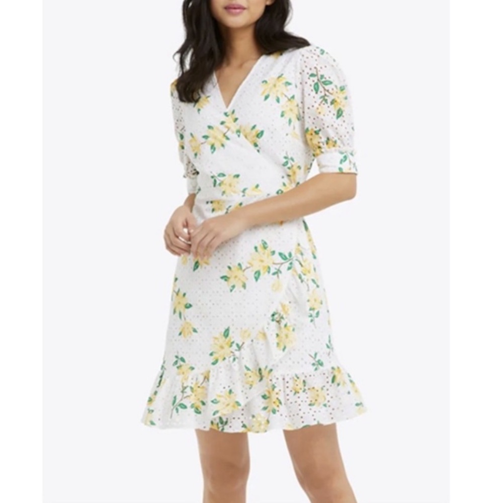 Draper James white Ruffled wrap eyelet tiered Midi Dress 6 / S